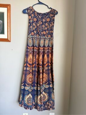 Mandala Print Women 100% Cotton Long Boho Casual Summer Maxi Dress